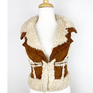 GUESS jEANS Shearling & Faux Leather Vest